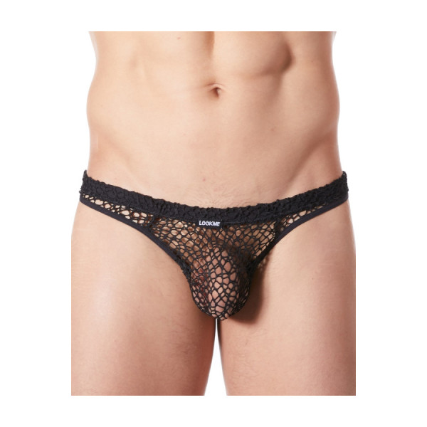 String noir sexy filet irrégulier fétichiste 
